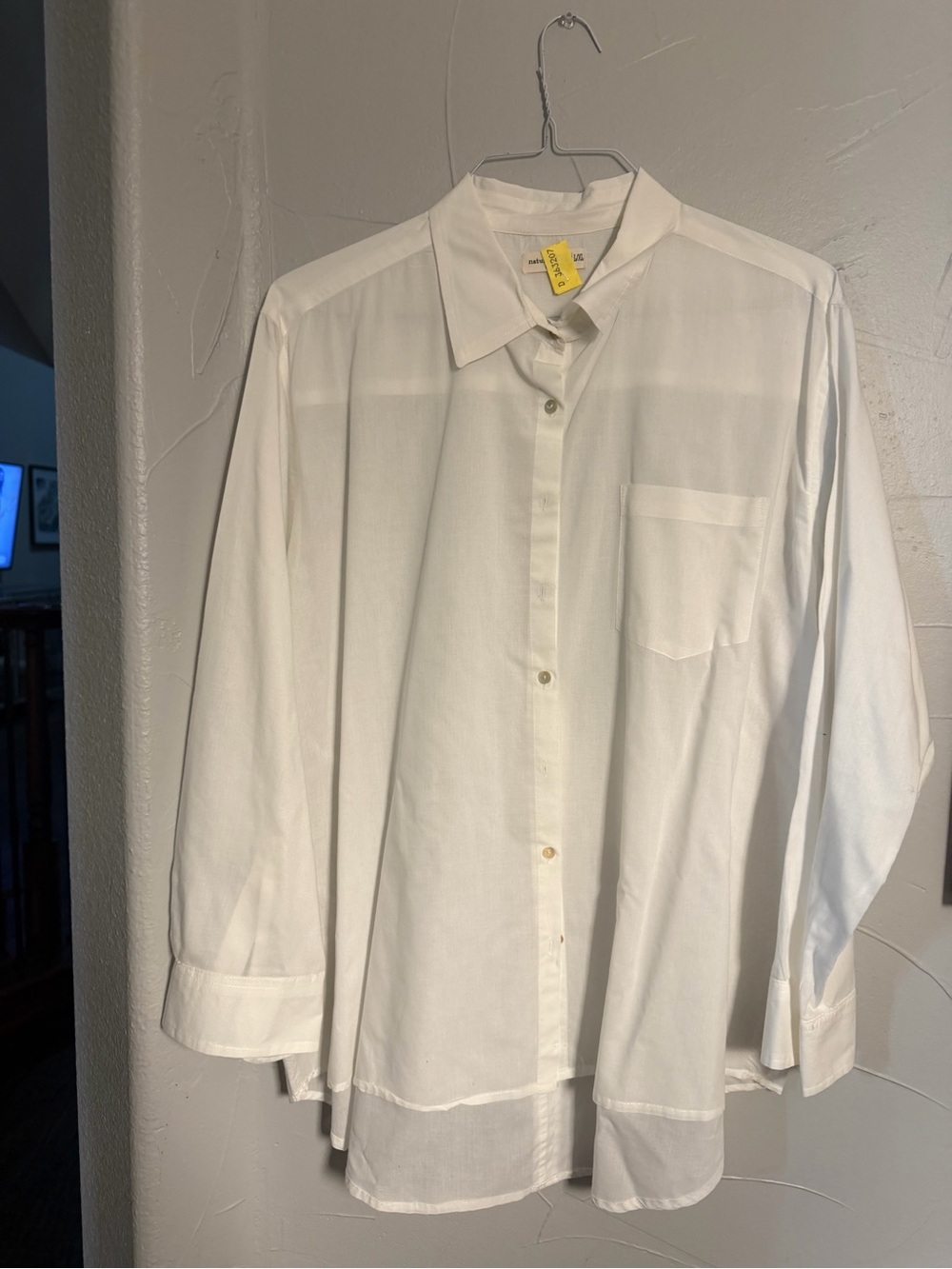 NATURAL LIFE White Semi-Sheer Button Down Shirt